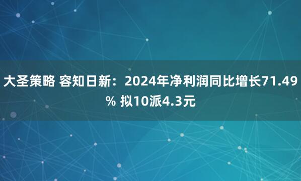 大圣策略 容知日新：2024年净利润同比增长71.49% 拟10派4.3元