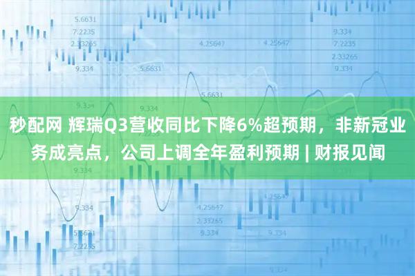 秒配网 辉瑞Q3营收同比下降6%超预期，非新冠业务成亮点，公司上调全年盈利预期 | 财报见闻