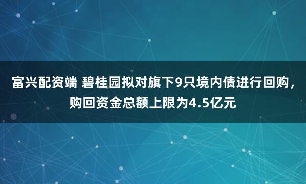 富兴配资端 碧桂园拟对旗下9只境内债进行回购，购回资金总额上限为4.5亿元